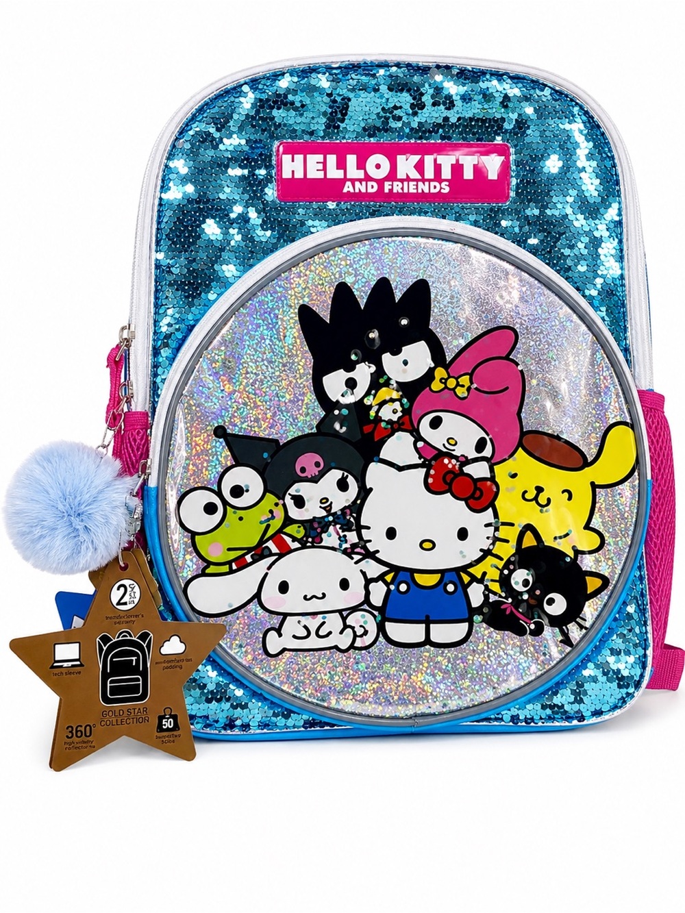 Hello Kitty Blue Sequin Kids Backpack with Holographic Front